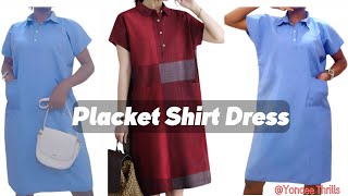 Cut and Sew Collar Shirt Dress with Placket fully lined [upl. by Ferreby684]