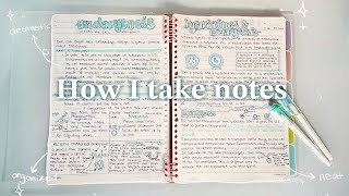 how to take AESTHETIC amp EFFICIENT notes notetaking amp study tips [upl. by Einolem]