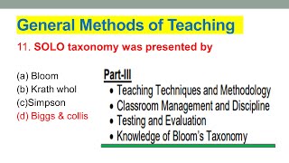 SOLO Taxonomy in Education  FPSC  PPSC  Educational mcqs [upl. by Jeffrey]