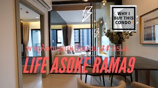 Life Asoke Rama9 ห้องตกแต่งพร้อมอยู่ แบบหนึ่งห้องนอน 34 ตรม หินอ่อนสีขาว กระจกเงาสีชา [upl. by Cymbre]