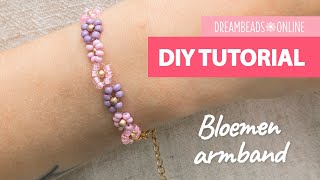 Bloemetjes armband met kralen  DIY armbandjes maken ★ Dreambeads Online [upl. by Doehne]