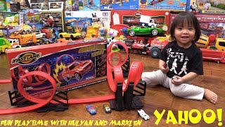 Childrens Toy Channel Awesome Toy Cars Fastlane Ultimate Loop Track Set Playtime w the Kids [upl. by Janeczka]