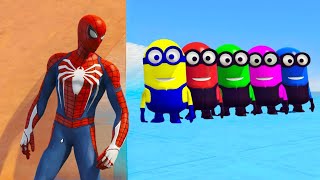 GTA 5 Epic Ragdolls RED SPIDERMAN VS RED MINION VS GREEN MINION Euphoria Physics amp Funny Fails [upl. by Aneerahs]