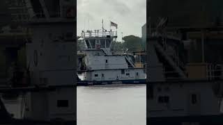 A tugboat sails down Mississippi River in New Orleans neworleans tugboats mississippiriver river [upl. by Iney627]