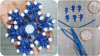 Easy Chenille snowflake with beads ❄️🫶🩵 [upl. by Estus]