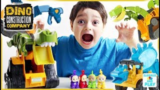 Dino Construction Wrecker Tractor Eats the Teletubbies Toys [upl. by Lexie]