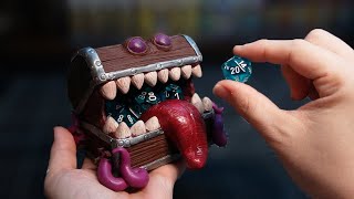 I Sculpted a Mimic Treasure Box as a Dice Holder  Clay Art [upl. by Leary]