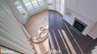 DuraSeal Dark Grey stain 3 coats Bona Traffic HD Xmatte on white oak hardwood floor [upl. by Tallbot168]