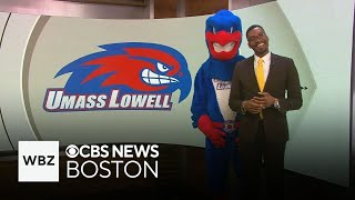 UMass Lowell mascot is actually WBZTVs Jason Mikell for a day [upl. by Smaj]