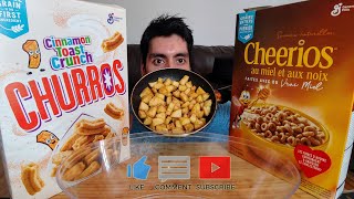 CHEERIOS CHURROS CINNAMON TOAST CRUNCH APPLE BREAKFAST CEREAL MUKBANG [upl. by Penoyer]