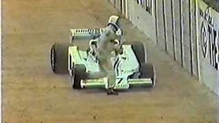 1977  Tom Pryce crash live broadcast TV  Kyalami circuit [upl. by Letnahs]