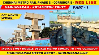 Chennai Metro Rail Phase 2 Corridor 4  Madhavaram to Koyambedu  Double decker metro  Chennai 4k [upl. by Bradstreet]