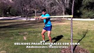 Personal Running  ABDOMINALES ISOMÉTRICOS Oblicuos pasos laterales con goma elásticam4v [upl. by Flosser]