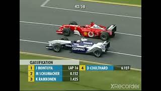 Schumacher vs Montoya Australia 2002 f1 shumacher montoya melbourne granprix [upl. by Peirsen250]