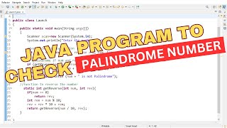 JAVA PROGRAM TO CHECK PALINDROME NUMBER  JAVA LOGICAL PROGRAM [upl. by Aynahs]