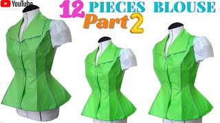 🌟 TWELVE 12 PIECES BLOUSE HOW TO DRAFT 12 PIECES BLOUSE  part 2 8piecesblouse [upl. by Enilegna503]