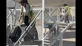 Cathay Pacific apologizes after ground crew throwing luggage down the stairs [upl. by Demahom657]