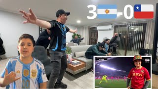 REACCIÓN  ARGENTINA 🇦🇷 3 CHILE 🇨🇱 0  veo el partido con mi familia mitad ARG mitad CHI [upl. by Atwekk]