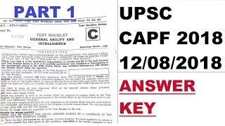 CAPF 2018 Previous Year Solved paper [upl. by Oruam183]