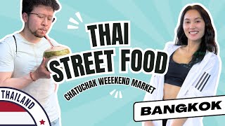 FOOD TOUR 🍤 Thai Street Food at Chatuchak Weekend Market Bangkok 🇹🇭 JJ Market Thailand Street Food [upl. by Ellard]