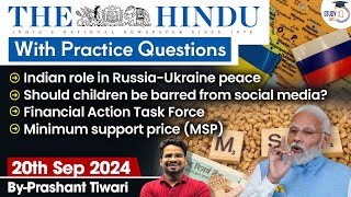 The Hindu Newspaper Analysis  20 Sep 2024  Current Affairs Today  Daily Current Affairs  StudyIQ [upl. by Eynaffit231]