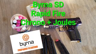 Byrna SD Rapid Fire Chrono Readings Lets see that drop off speed [upl. by Haliehs]