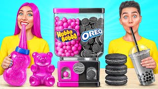 Black vs Pink Food Challenge  Funny Food Hacks by Multi DO Challenge [upl. by O'Donnell]