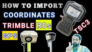 how to import coordinate Trimble gps R8s  Trimble gps TSC3 import coordinate urdu hindi [upl. by Ahsinad]