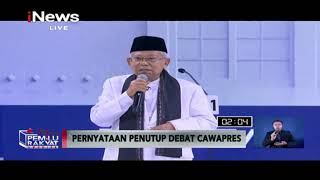 Tutup Debat Maruf Amin Demi Allah akan Perangi Hoaks amp Fitnah Jika Terpilih  Pemilu Rakyat 1703 [upl. by Enirroc]