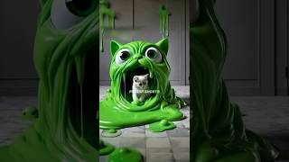 Slime monster attached on a cute cat🙀cat catlover cartoon shorts viralvideo trendingfyp [upl. by Sirromaj]