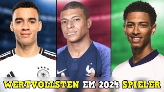 Die 10 Wertvollsten Spieler Euro 2024 👀⚽️ Musiala Mbappe Bellingham [upl. by Nahor878]