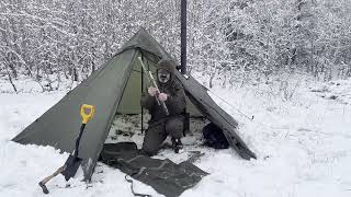 Camping in the mountains during a blizzard When I woke up the tent was all white [upl. by Seagrave]