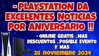 PLAYSTATION DA EXCELENTES NOTICIAS PARA CELEBRAR ANIVERSARIO ONLINE GRATIS PS5 PS4 DESCUENTOS Y MAS [upl. by Dalury]