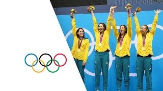 Australia Set New Olympic 4 x 100m Freestyle Record  London 2012 Olympics [upl. by Yelnikcm]