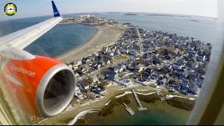 SAS Boeing B737700 BBJ1 SCENIC Boston Landing after Transatlantic Crossing opb Privatair AirClips [upl. by Kinchen]