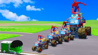 TRANSPORTING PIXAR CARS amp FRUITS WITH COLORED amp JOHN DEERE vs CLAAS vs TRACTORS  BeamNGdrive [upl. by Meek]