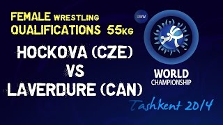 Qualifications  Female Wrestling 55 kg  M HOCKOVA CZE vs B LAVERDURE CAN  Tashkent 2014 [upl. by Madai]