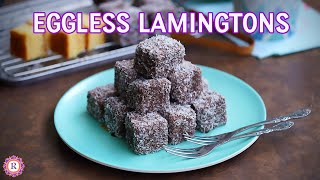 Eggless Lamington Cake Recipe  Eggless lamingtons  Australian cake recipe [upl. by Kristy]