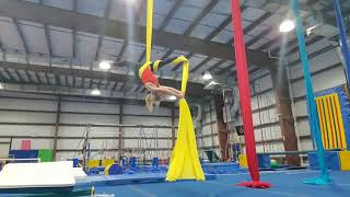 Spinning Knee Drop to Cross Catchers Split on Aerial Silks [upl. by Morez]