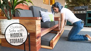 DIY Outdoor Sofa with HIDDEN STORAGE [upl. by Yaakov]