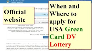 When and Where to apply for USA Green Card DV Lottery [upl. by Bernita13]