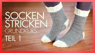 Socken Stricken mit Rundstricknadeln TEIL 1 GRUNDKURS [upl. by Eicyak]