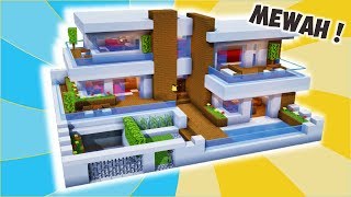 Cara Membuat Rumah Modern Mewah Full Interior   Minecraft Modern Pt14 [upl. by Dygal809]