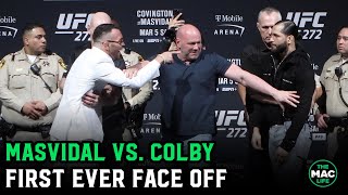 Colby Covington vs Jorge Masvidal First Face Off  UFC 272 Press Conference [upl. by Naivart]