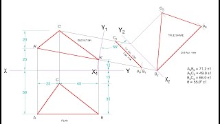 TD  True Shape of a LaminaTriangle WAEC 2017 Auxiliary View Method  CASE1 [upl. by Paucker]