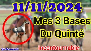 Pronostics PMU Mes 3 bases incontournable LUNDI 11 NOVEMBRE 2024 TOULOUSE [upl. by Osber]