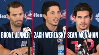 Boone Jenner Zach Werenski and Sean Monahan on Blue Jackets Training Camp  Media Availability [upl. by Seve299]