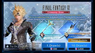 Final Fantasy VI Collab in FF7 Ever Crisis Lockes Weapon and Costume Banner Gacha Pulls [upl. by Aramanta]