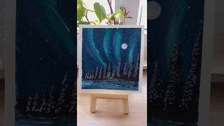 How to draw aurora lights painting with watercolor Pine trees scenery painting Watercolor tutorial [upl. by Patnode]