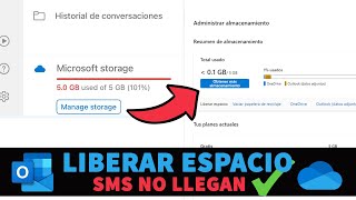 No puedo enviar MENSAJES en Hotmail Outlook  Liberar OneDrive [upl. by Dnumyar]